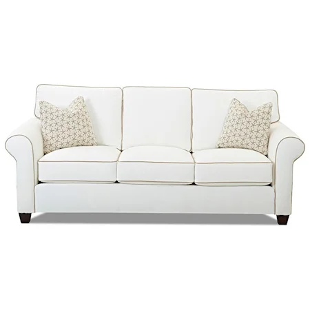 Transitional 90 Inch Sleeper Sofa with Contrast Welts and Air Dream Mattress